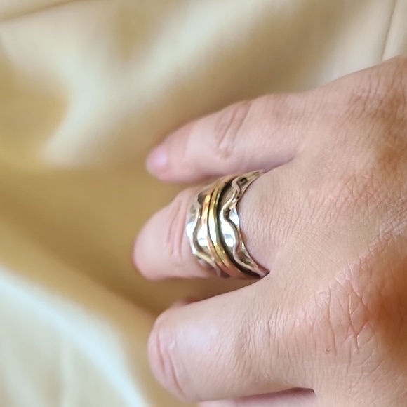 925 Sterling silver tri tone spinner ring - Picture 3 of 3